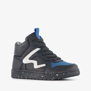Stap leren hoge jongens sneakers zwart blauw