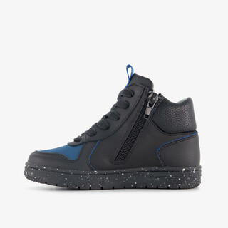 Stap leren hoge jongens sneakers zwart blauw