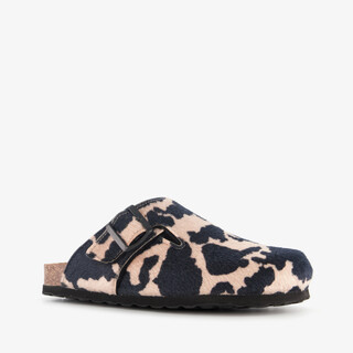 Bio Life dames clogs met dierenprint zwart wit