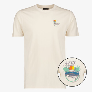 Unsigned heren T-shirt met backprint beige