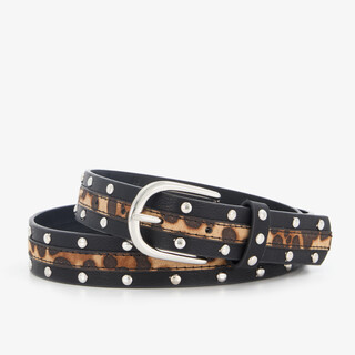 Dames riem met studs en panterprint details zwart