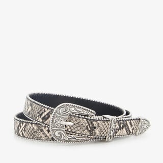 Dames riem met slangenprint grijs zilver