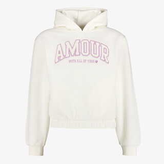 TwoDay meisjes hoodie met opdruk en teddy details beige