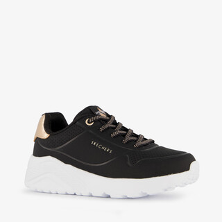 Skechers Uno Lite meisjes sneakers zwart goud