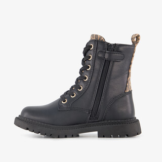Blue Box meisjes veterboots met luipaardprint zwart
