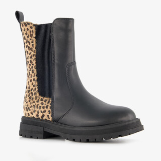 Blue Box meisjes Chelsea boot met luipaardprint zwart