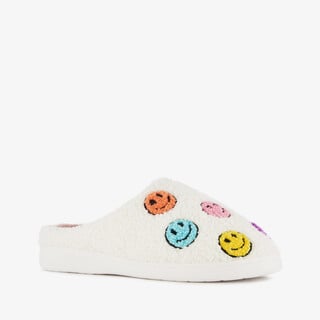Thu!s dames teddy pantoffels met smileys beige