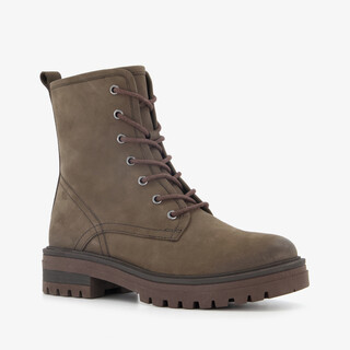 Harper leren dames veterboots donkerbruin