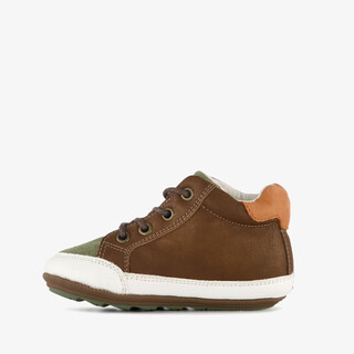 Groot leren babyschoenen groen bruin