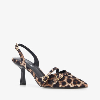 Nova dames pumps met panterprint en stilettohakken zwart bruin