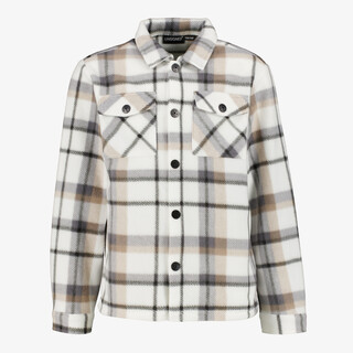 Unsigend geruite jongens blouse beige bruin