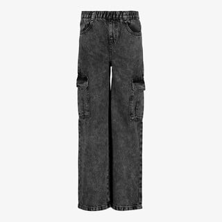 TwoDay wide leg meisjes cargo jeans donkergrijs