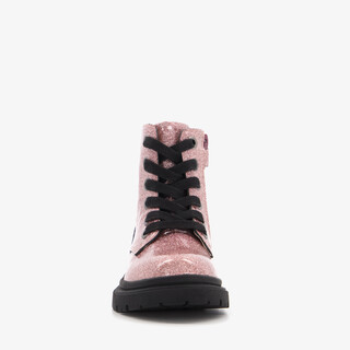 Stap leren meisjes veterboots roze zwart