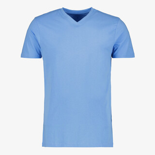 Unsigned heren T-shirt katoen met V-hals blauw