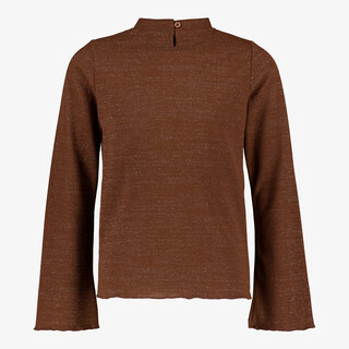 TwoDay meisjes top met lange mouwen en glitters bruin