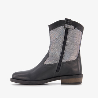 Braqeez leren meisjes western boots zwart zilver