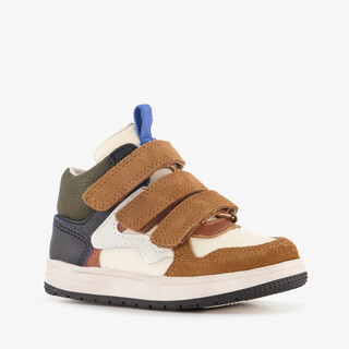 Stap hoge leren jongens sneakers cognac