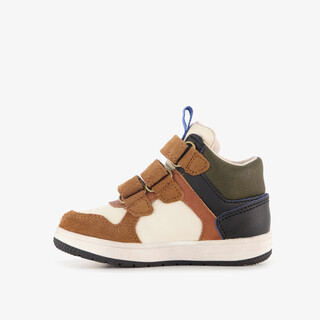 Stap hoge leren jongens sneakers cognac