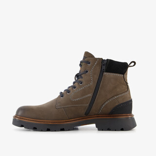Output leren heren veterboots grijsbruin