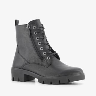 Hush Puppies leren dames veterboots zwart