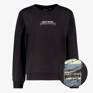 Unsigend jongens sweater met backprint zwart