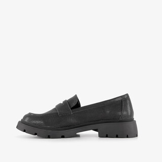 Nova dames loafers met slangenprint zwart