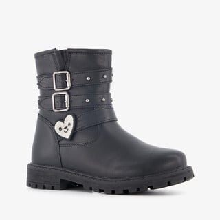 Blue Box meisjes biker boots met hartje zwart