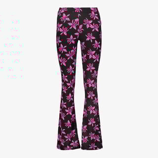 TwoDay dames flared broek bruin met bloemenprint zwart