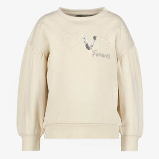 TwoDay meisjes sweater met tekst en pailletjes beige
