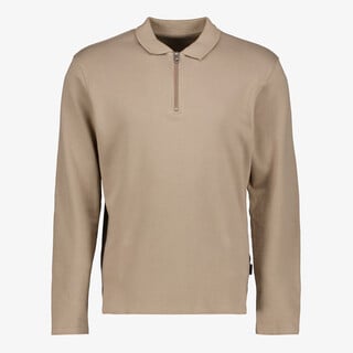 JJ REBEL heren polo shirt met lange mouwen beige