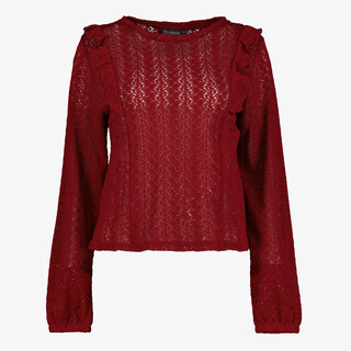 TwoDay kanten dames top met ruches bordeauxrood