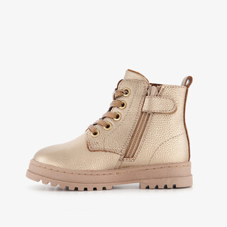 Groot leren meisjes veterboots met hartje goud