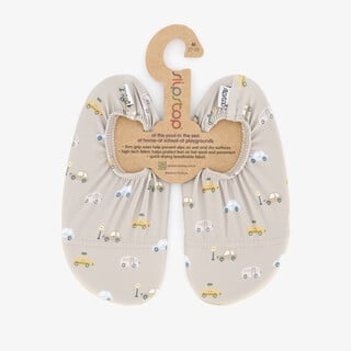 Slipstop kinder schoenen met auto's beige