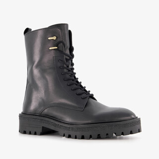 Harper leren dames veterboots zwart