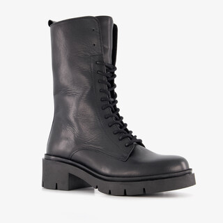 Harper leren dames veterboots zwart