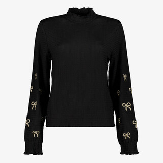 TwoDay dames top met col en strikjes zwart