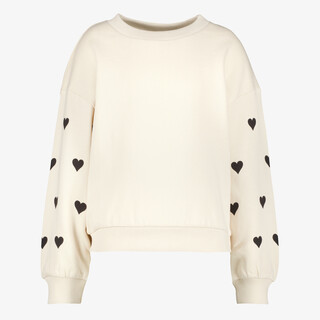 TwoDay meisjes sweater met hartjes beige