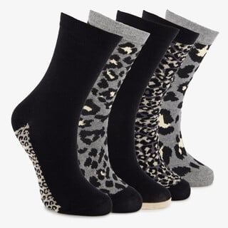 5 paar dames sokken met panterprint