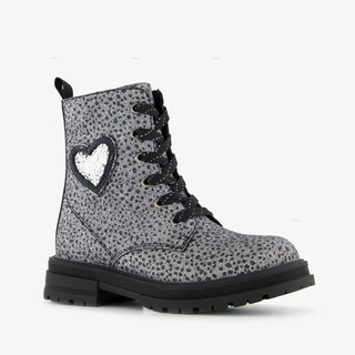 Blue Box meisjes veterboots met hartje zilver