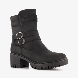 Blue Box dames biker enkellaarsjes met hak zwart