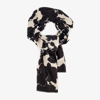 Dames sjaal met print zwart beige