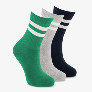 3 paar kindersokken met streepjes groen grijs zwart