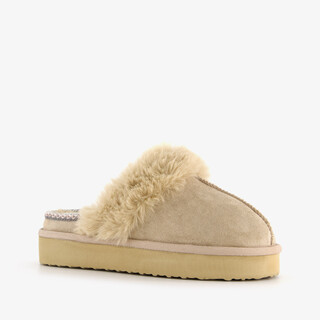 Thu!s gevoerde dames pantoffels imitatiebont beige