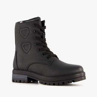 Blue Box meisjes veterboots met hartjes zwart