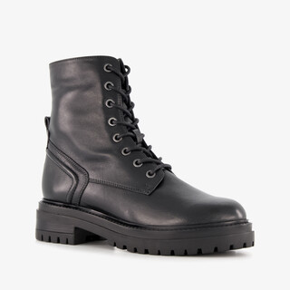 Harper leren dames veterboots zwart