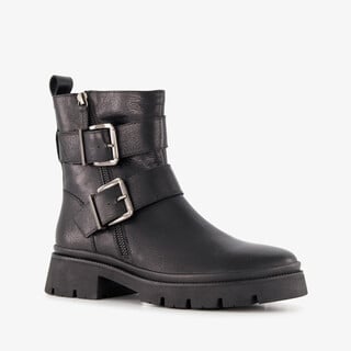 Harper leren dames biker boots zwart