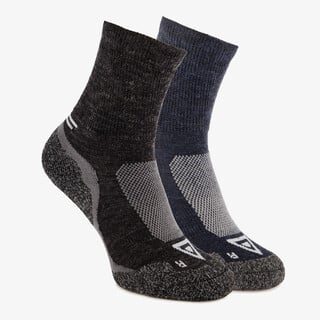 2 paar unisex wandelsokken blauw zwart