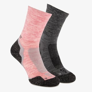 2 paar dames wandelsokken roze grijs