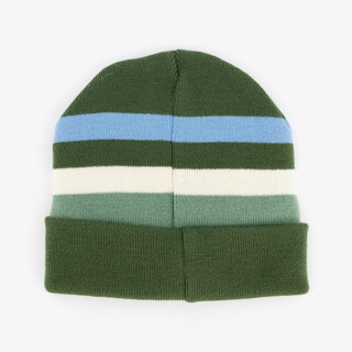 Gebreide jongens muts met teddyvoering groen blauw