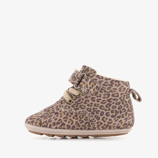 Groot leren babyschoenen met luipaardprint